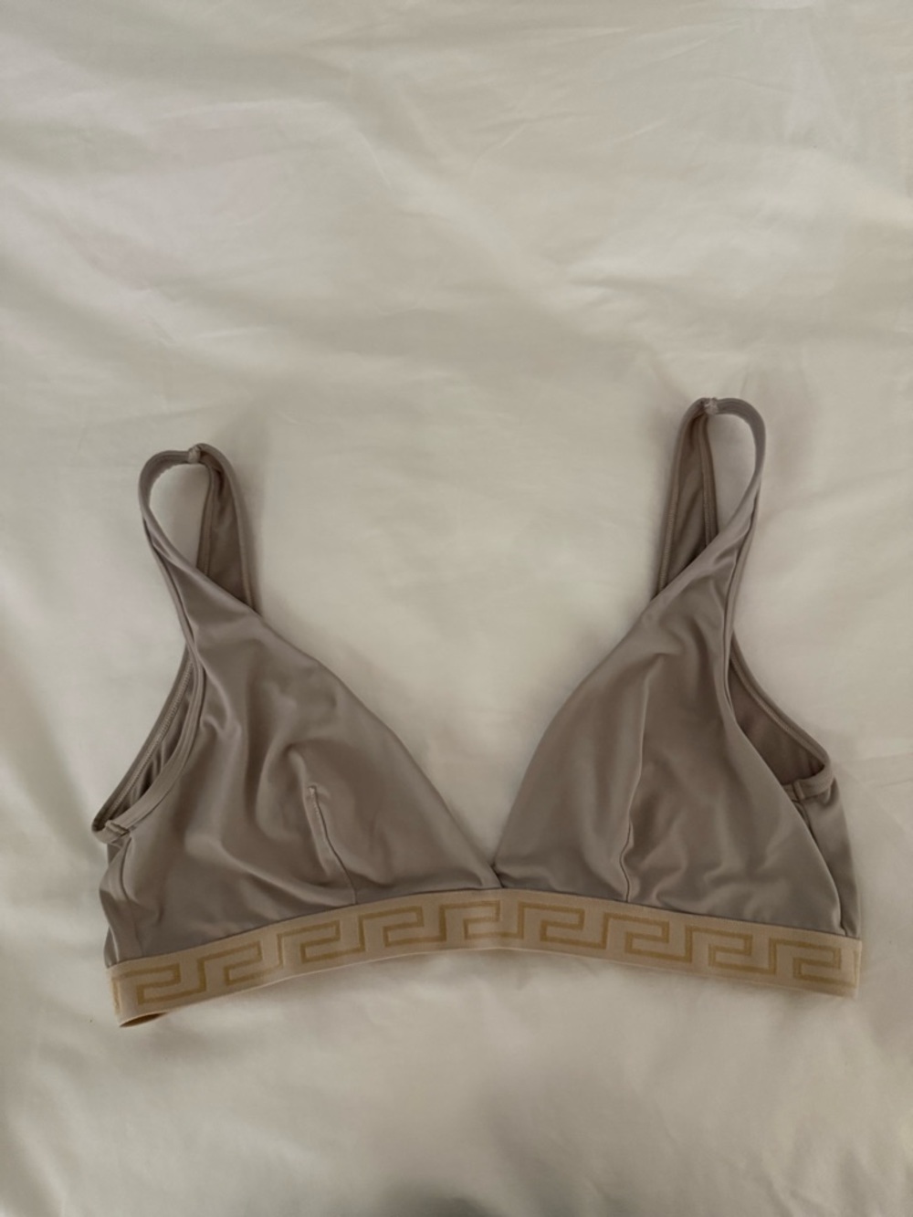 Versace Taupe Bralette with Gold Greek Key Band